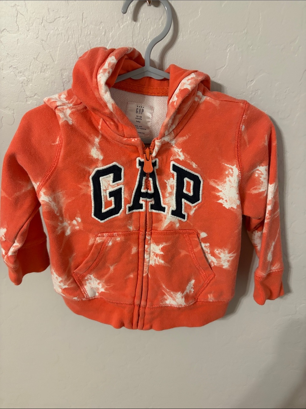 Baby GAP Kids Orange & White Tie-Dye Zip-Up Hoodie